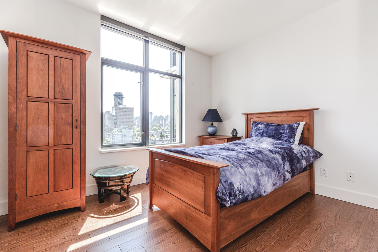 Downtown Vancouver condo bedroom.