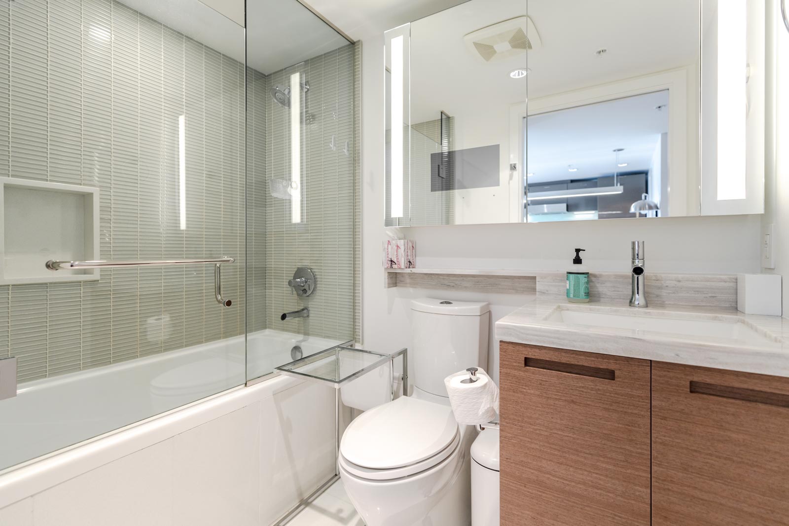 Bathroom at Downtown Vancouver condo rental managed by Birds Nest Properties.
