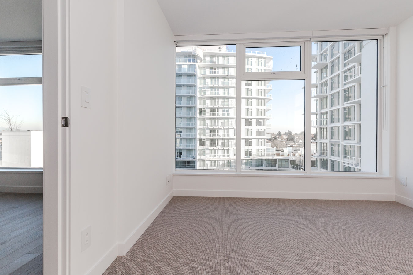 Bedroom at newly built Vancouver condo rental managed by Birds Nest Properties.
