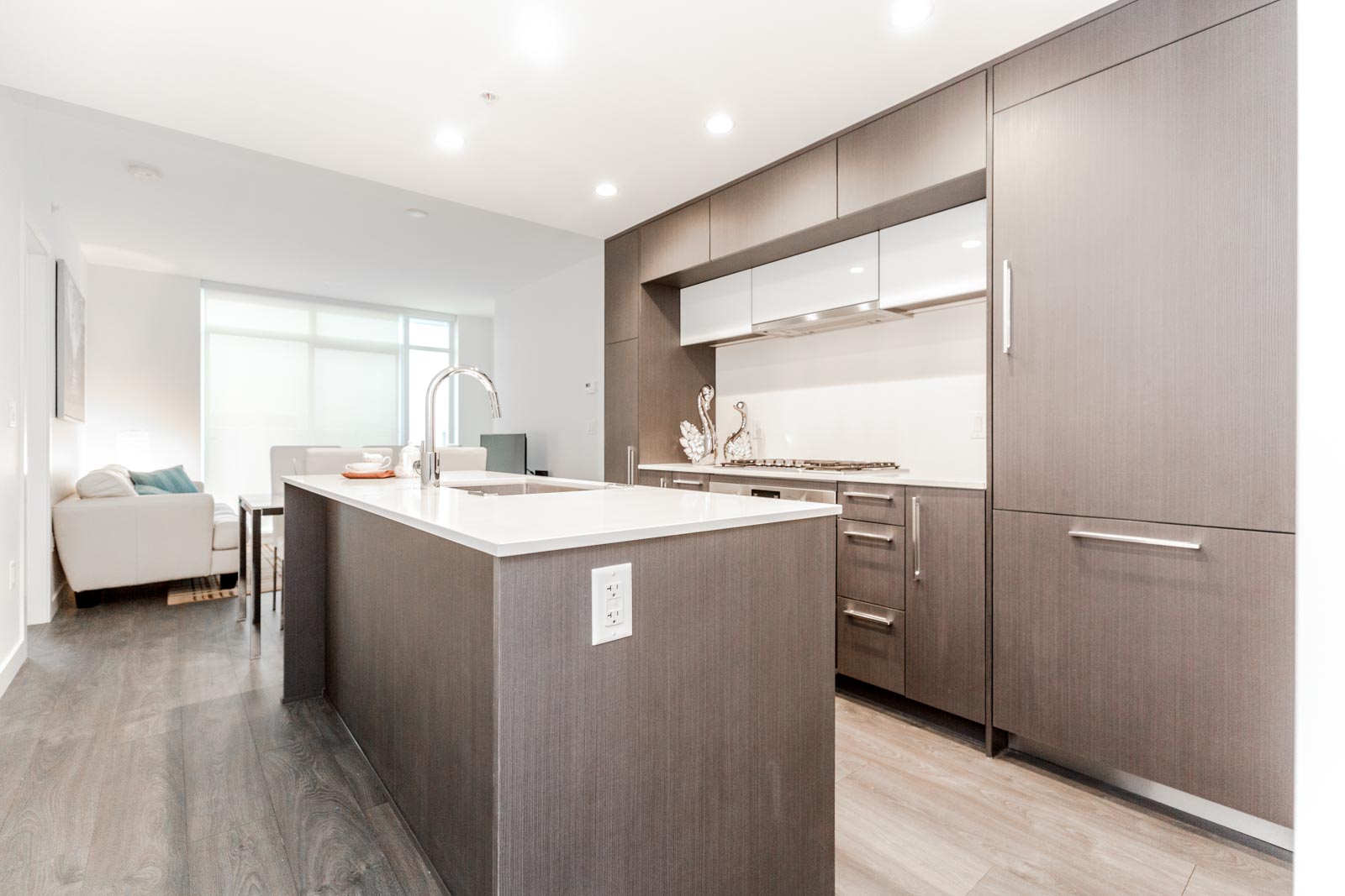 Dark Wood Kitchen Cabinets at 5580 No. 3 Rd Richmond Condo