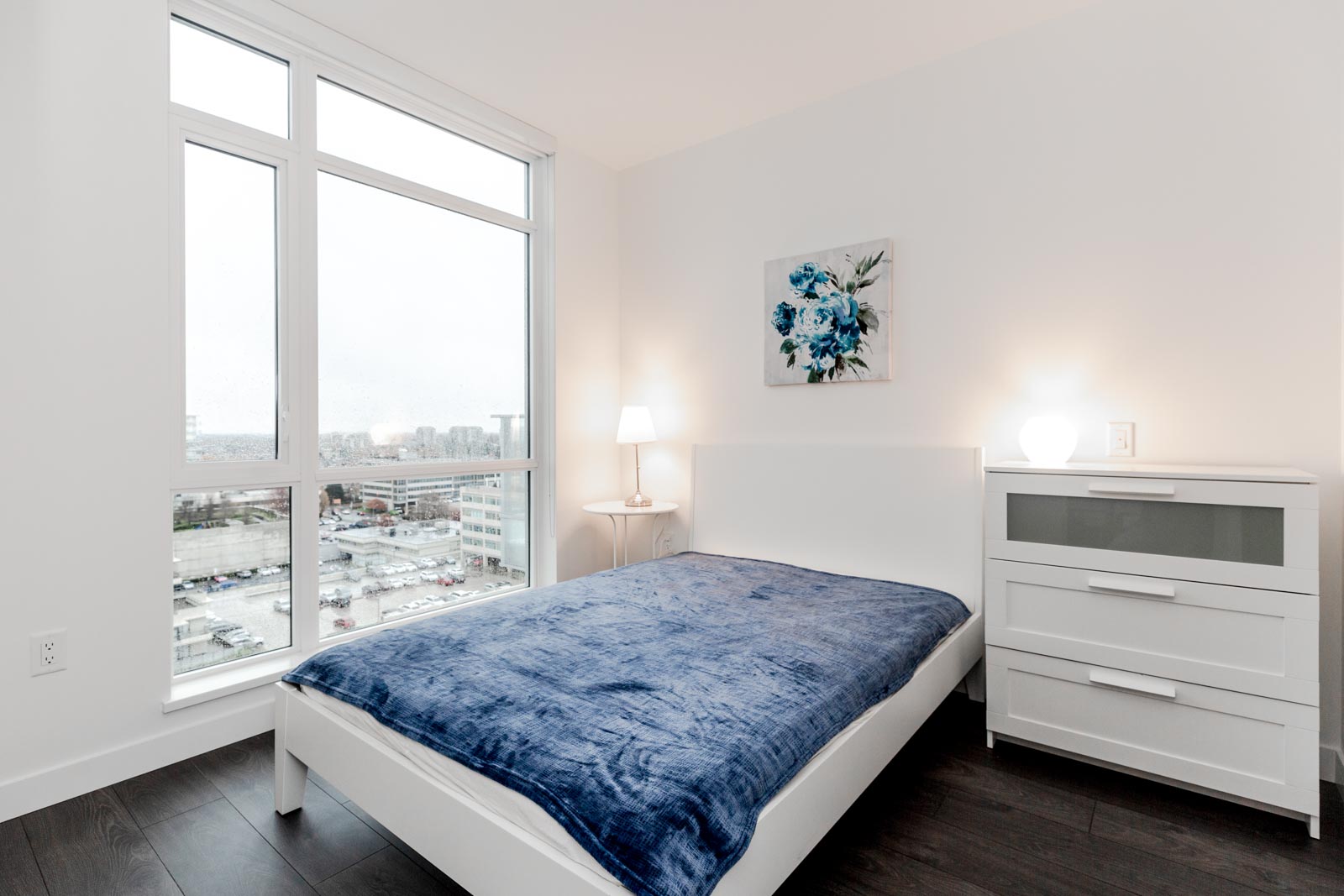 Blue Velvet Bedspread at Richmond Condo For Rent