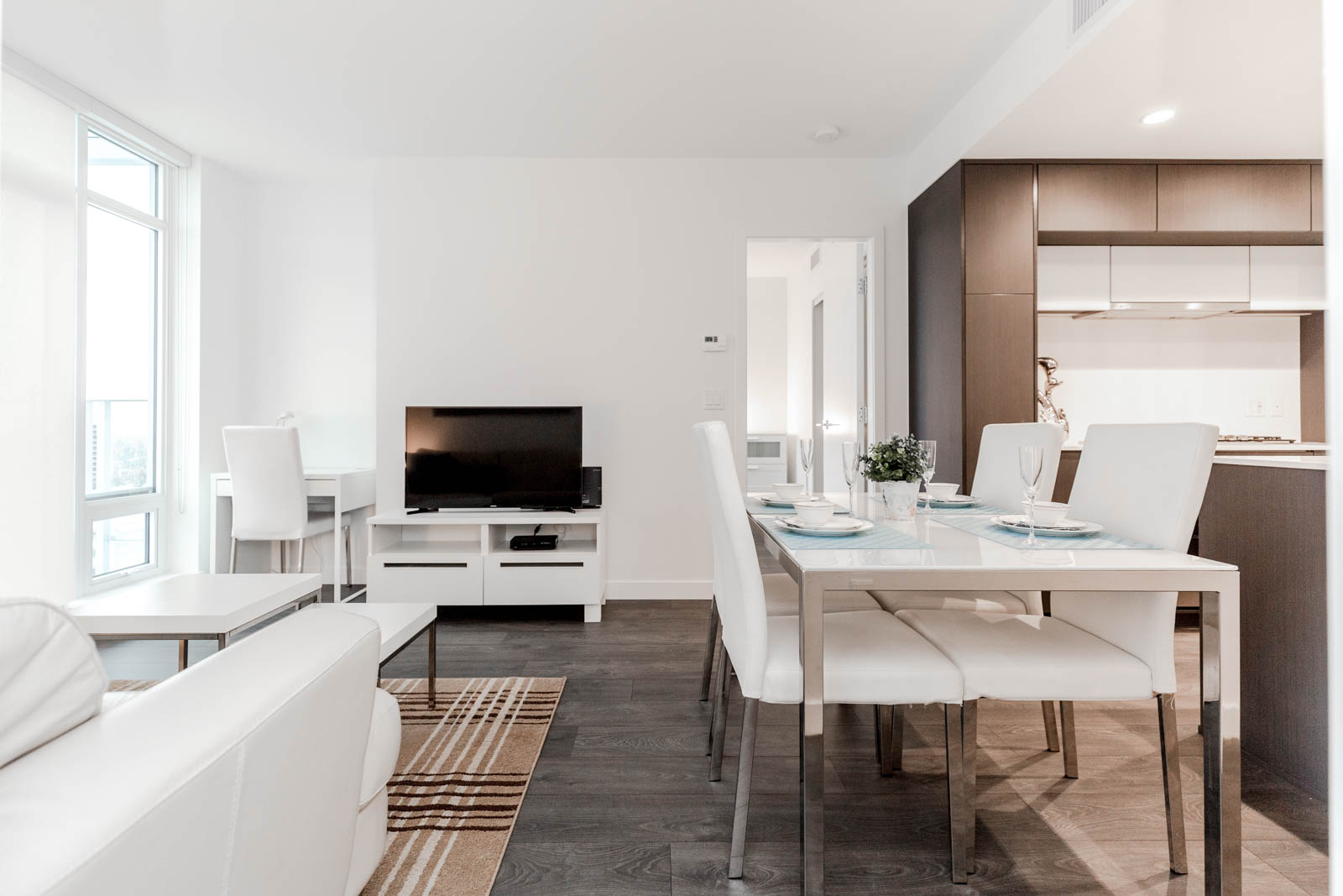 Living Room within 2-Bedroom Furnished Condo at 5580 No. 3 Rd