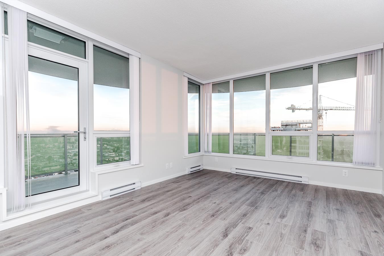 Living area with a view at Metrotown luxury condo rental.