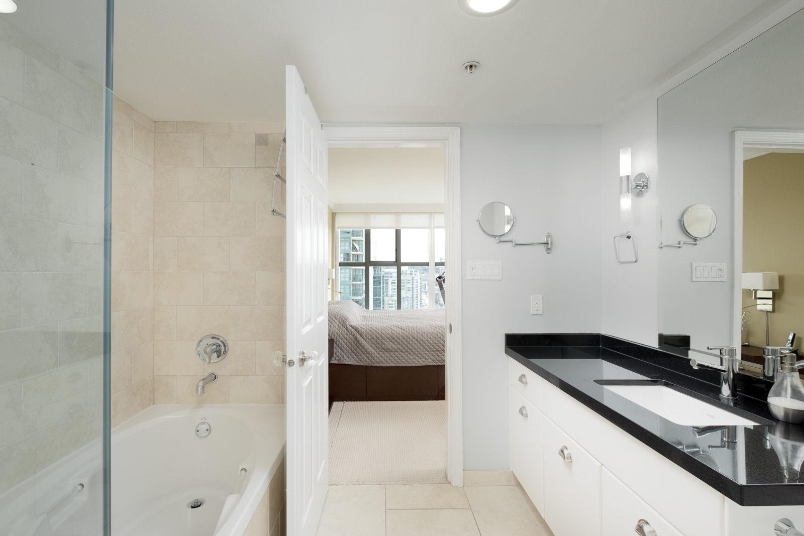 Bathroom inside Vancouver rental condo.