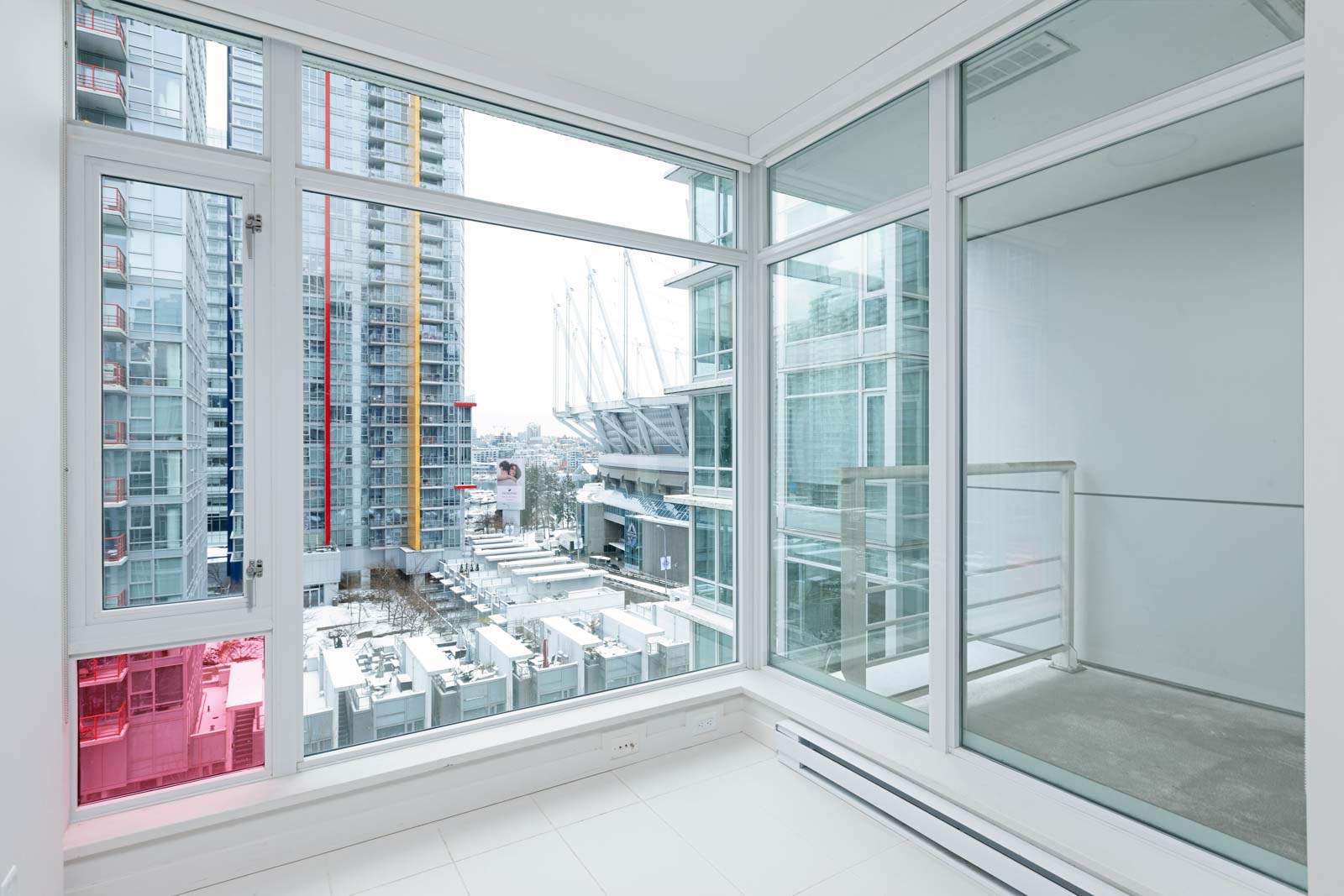 Bedroom with view at Downtown Vancouver condo rental managed by Birds Nest Properties.