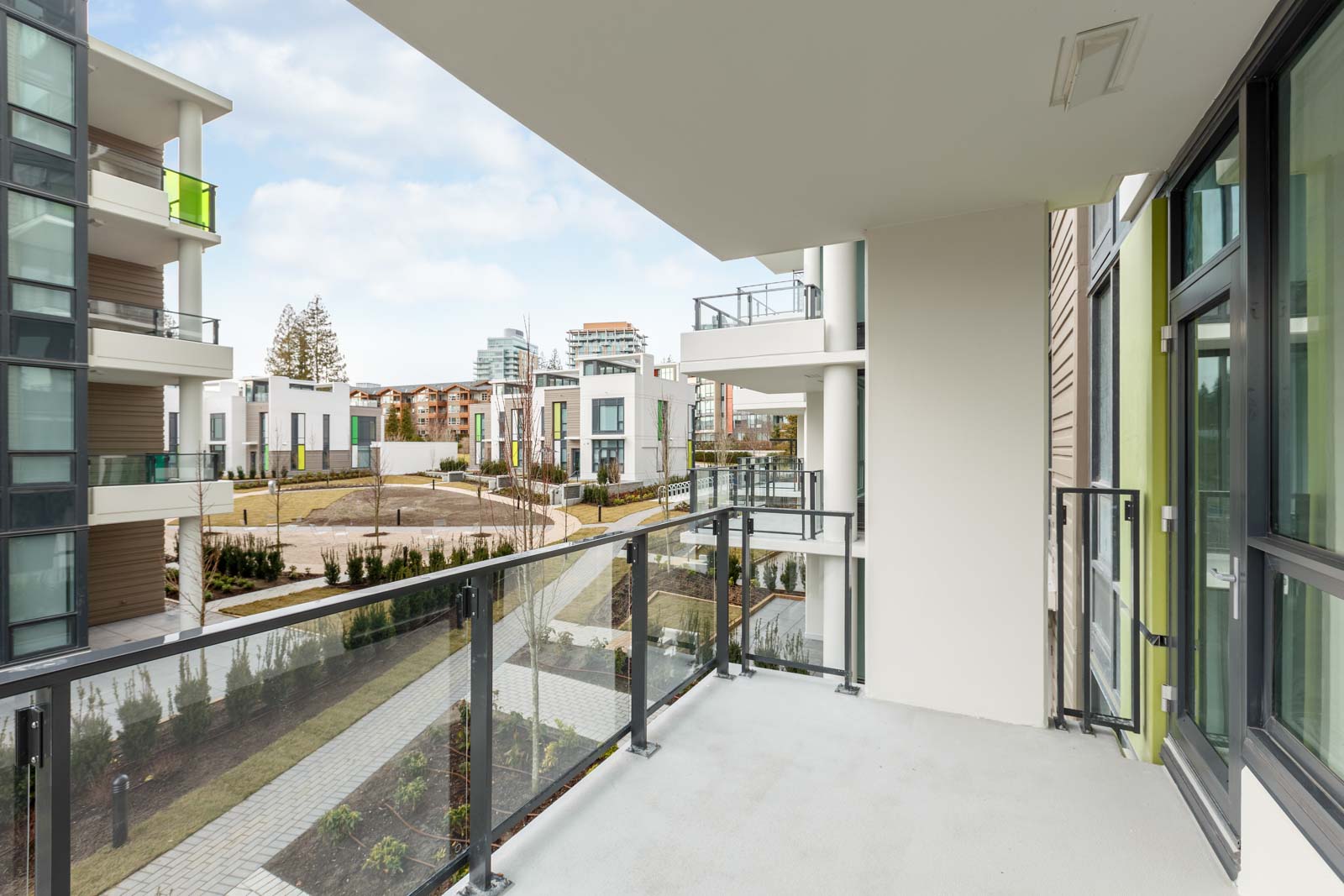 Private balcony of Vancouver luxury rental condo.