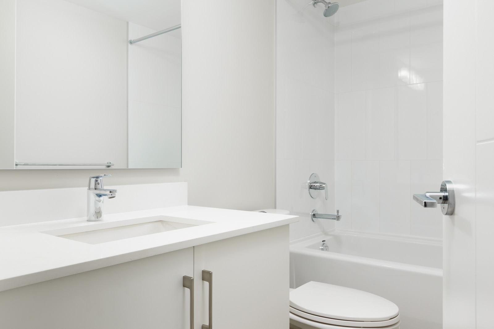 Newly built bathroom inside Richmond luxury rental townhome.