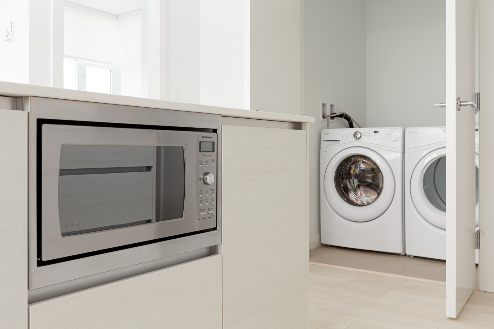Close-up photo of microwave and washing machine