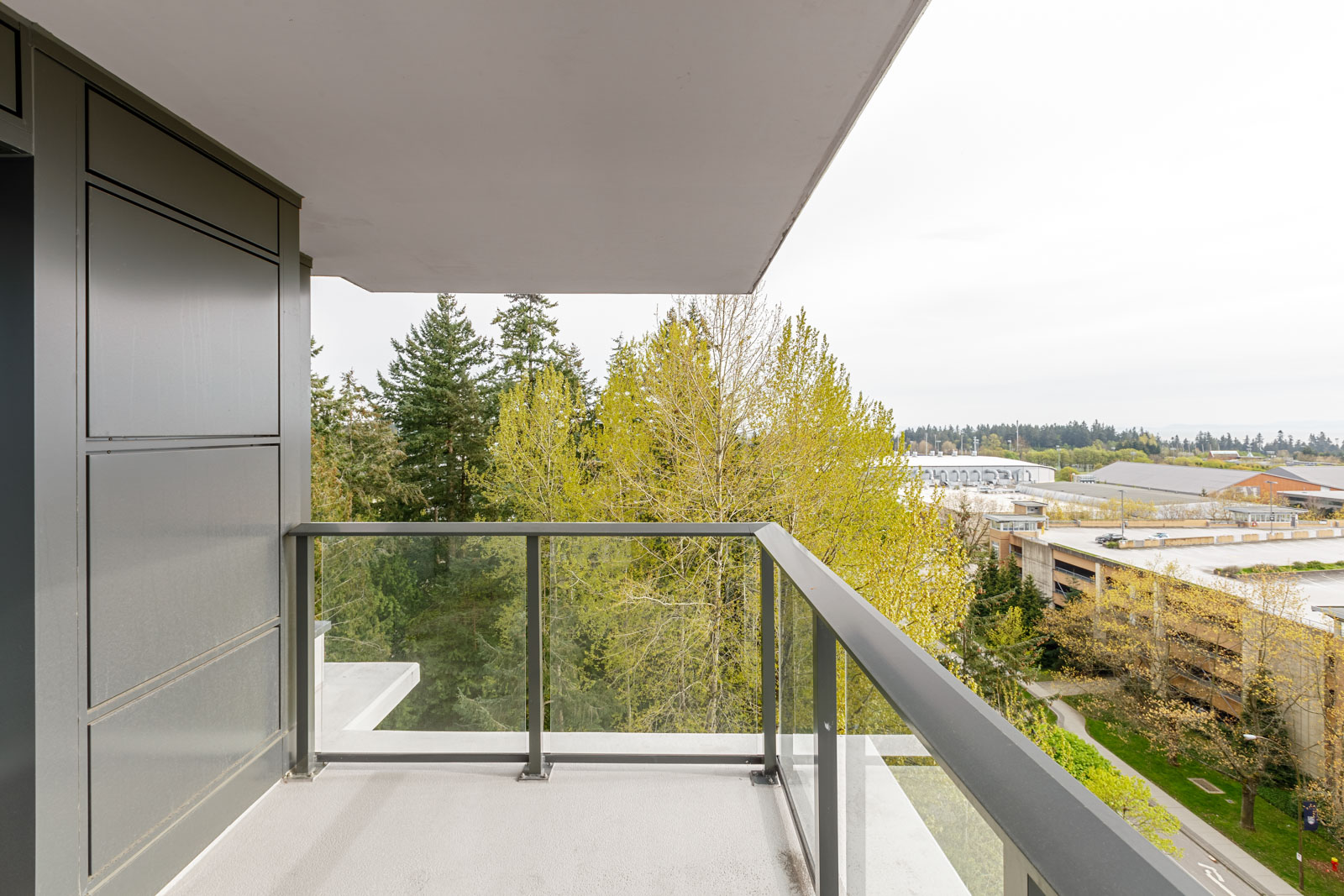 Private balcony with view from UBC rental condo in Vancouver.