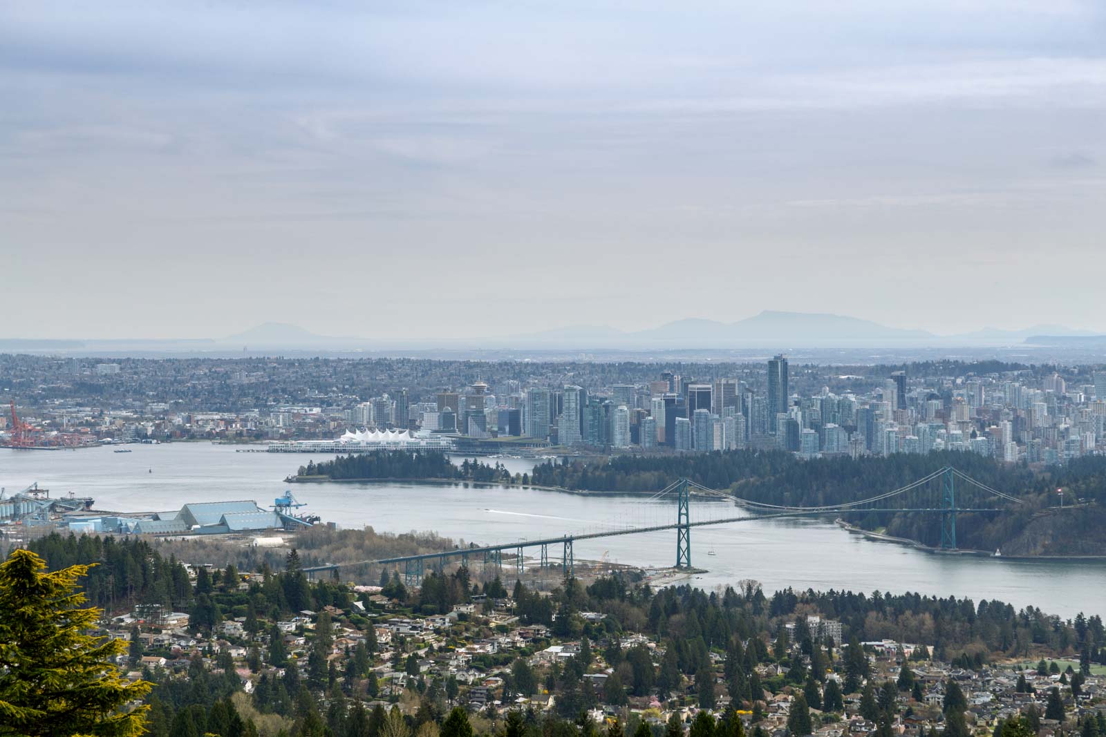 City and ocean view from West Vancouver luxury rental home.
