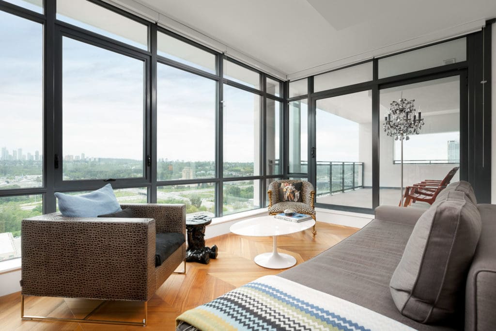 Living room in sunny Brentwood condo