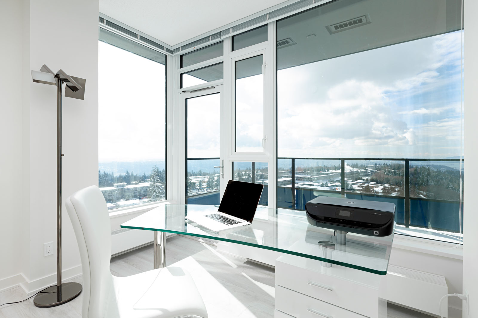 View from study den inside Burnaby luxury penthouse suite.