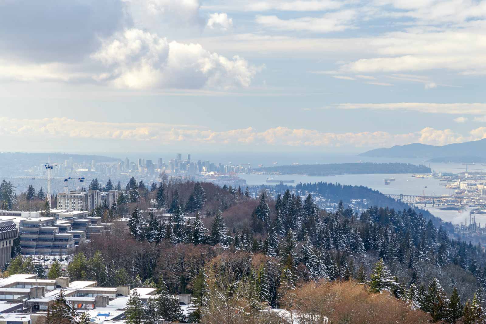 Burnaby Mountain view from luxury penthouse, available for rent from Vancouver property management company.