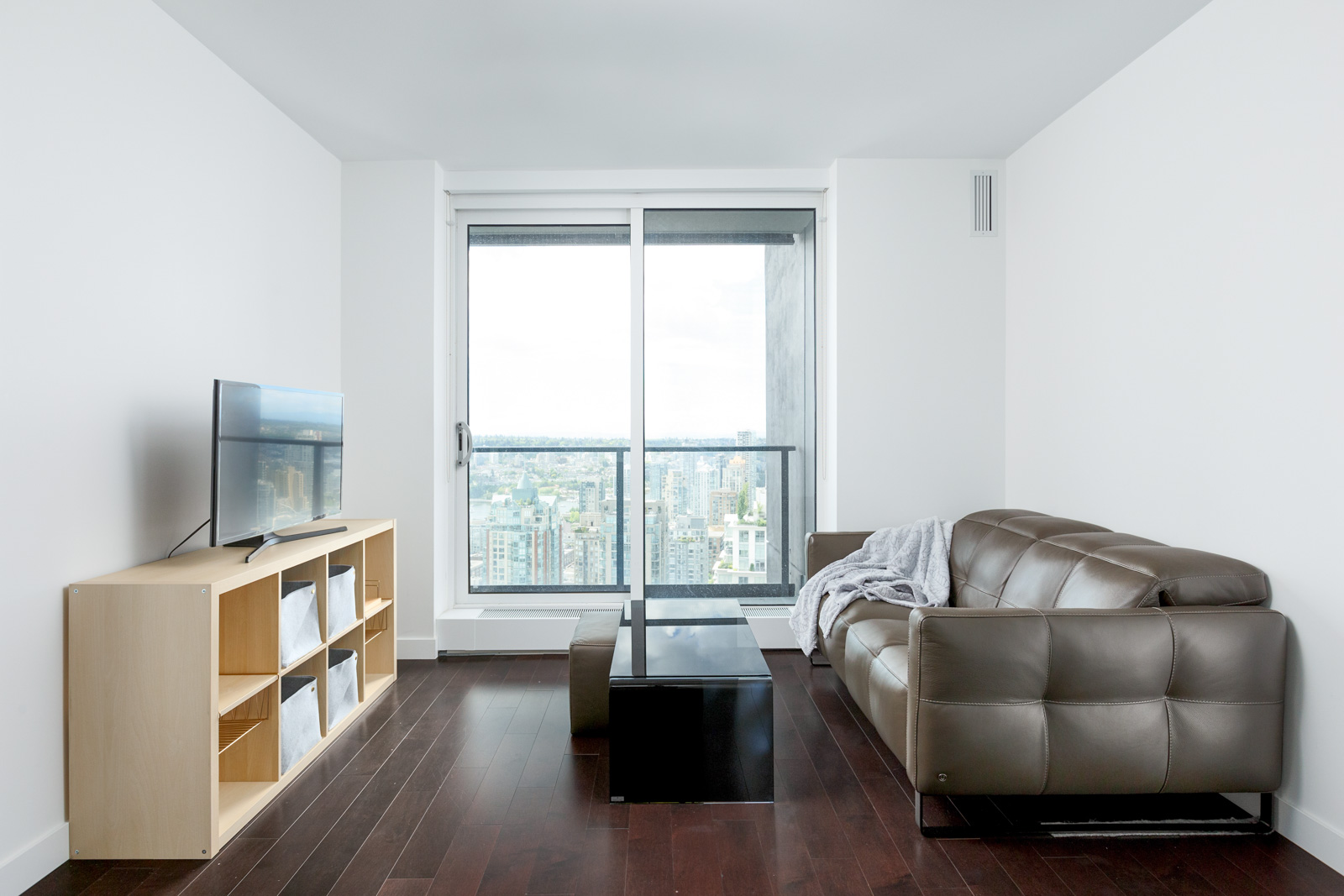 Sitting room in Downtown Vancouver condo with view.