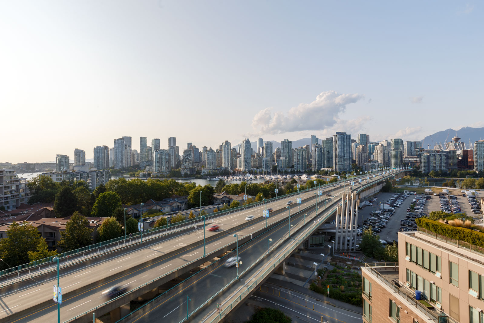 View of the highway from high rise Vancouver condo.