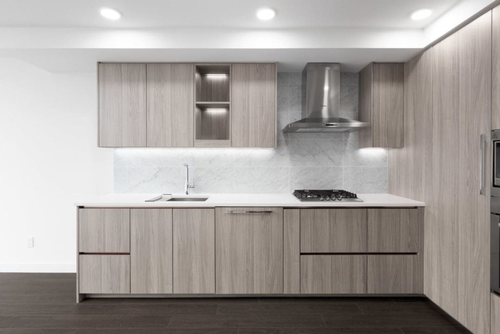 modern kitchen of new empty rental condo in richmond managed by birds nest properties