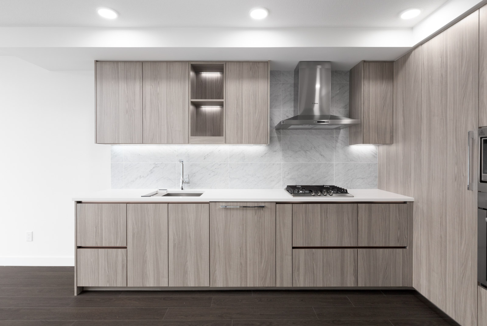 modern kitchen of new empty rental condo in richmond managed by birds nest properties