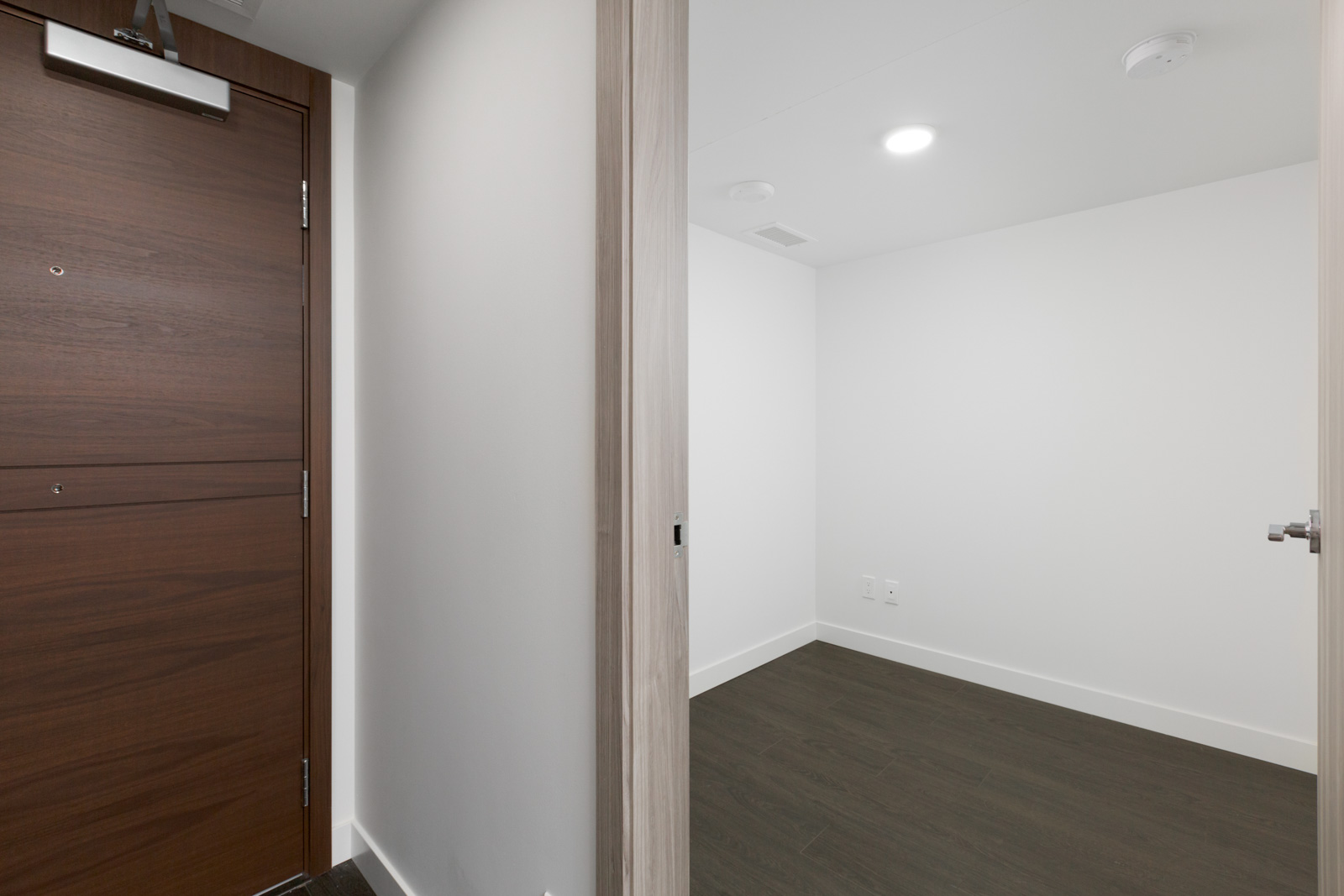 open door on left and view of walk in storage in new empty condo in concord gardens south estate on hazelbridge in richmond
