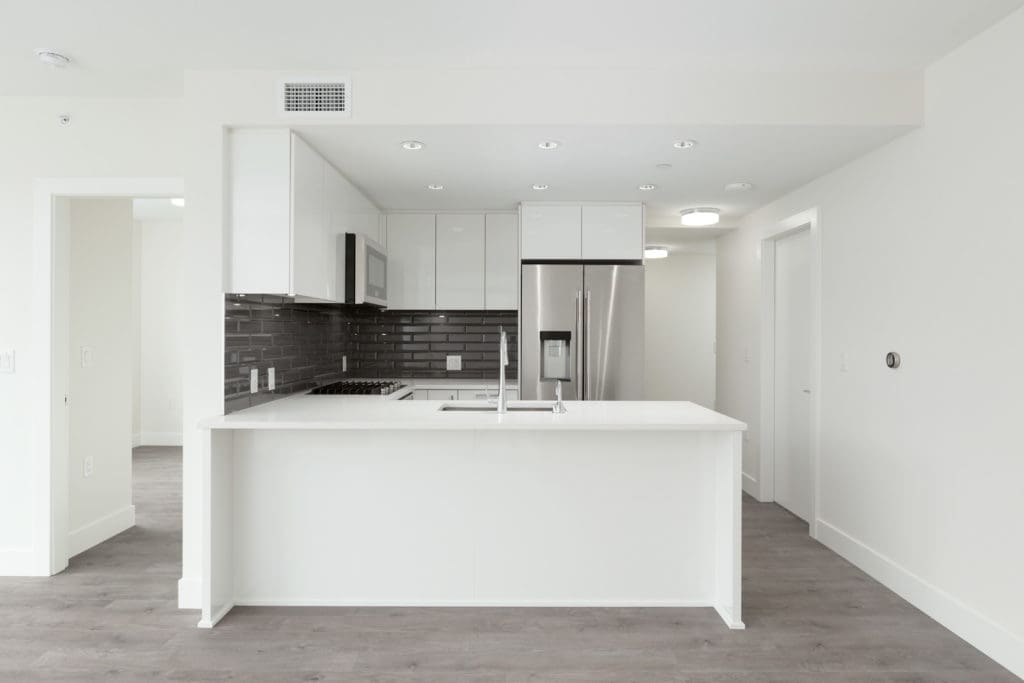 kitchen in rental condo at Quartet in the River District neighbourhood of Vancouver