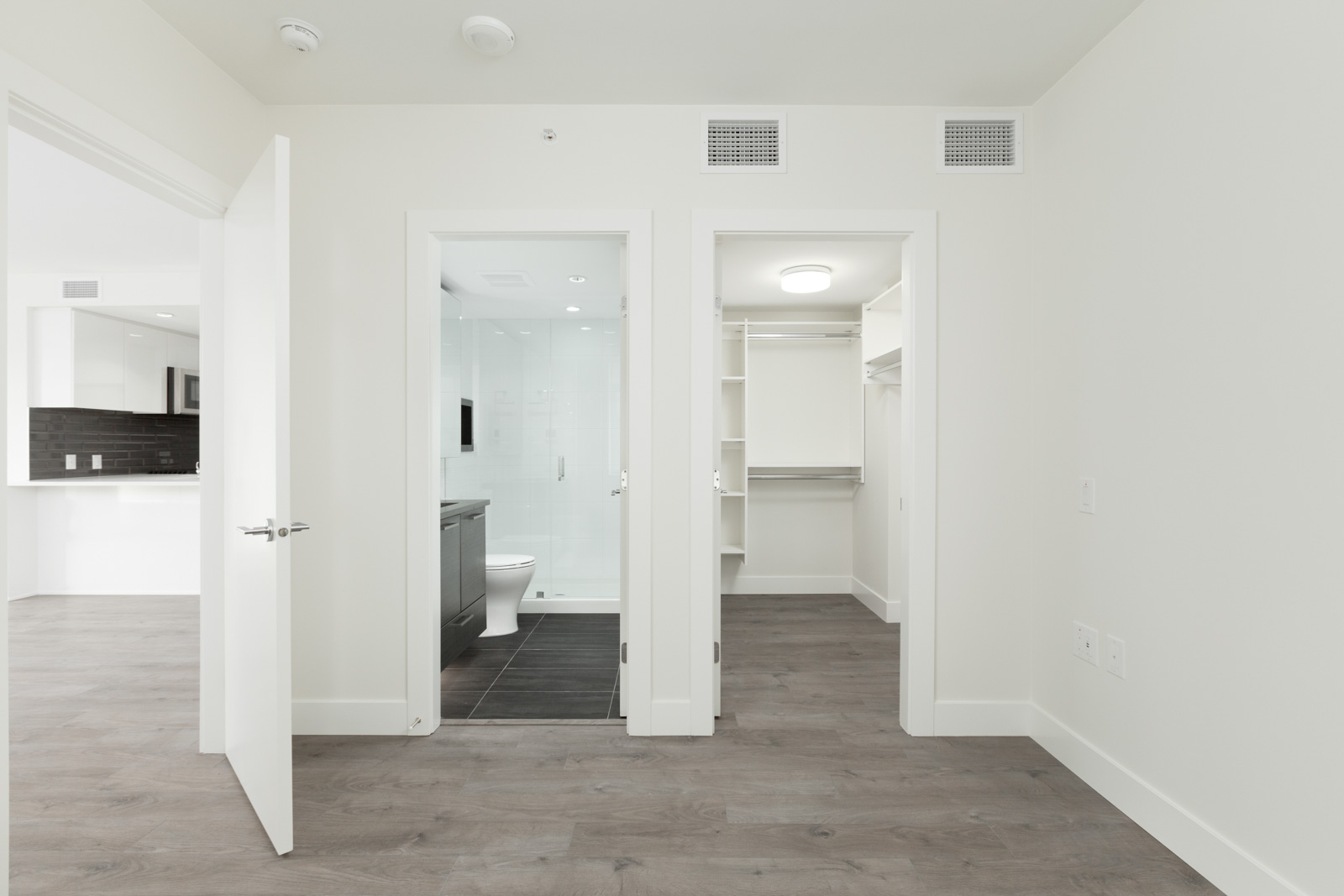 bedroom with closet in rental condo at Quartet in the Downtown neighbourhood of Vancouver