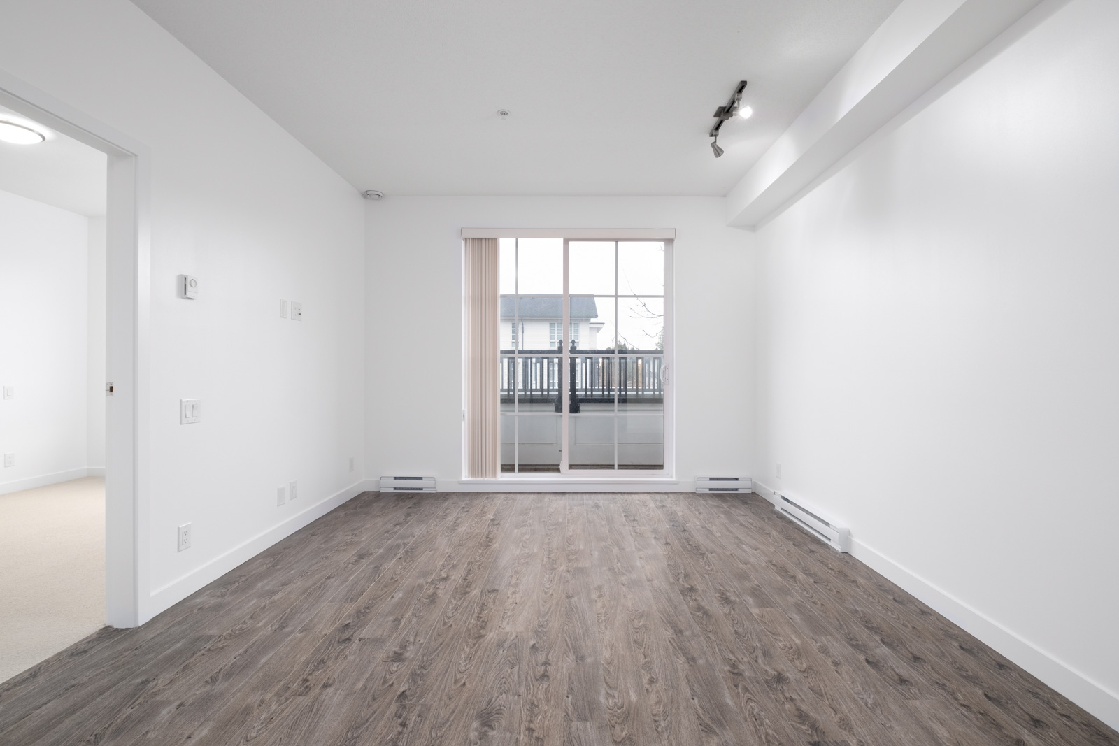 living room with view in rental condo at 216-553 Foster Avenue in Coquitlam
