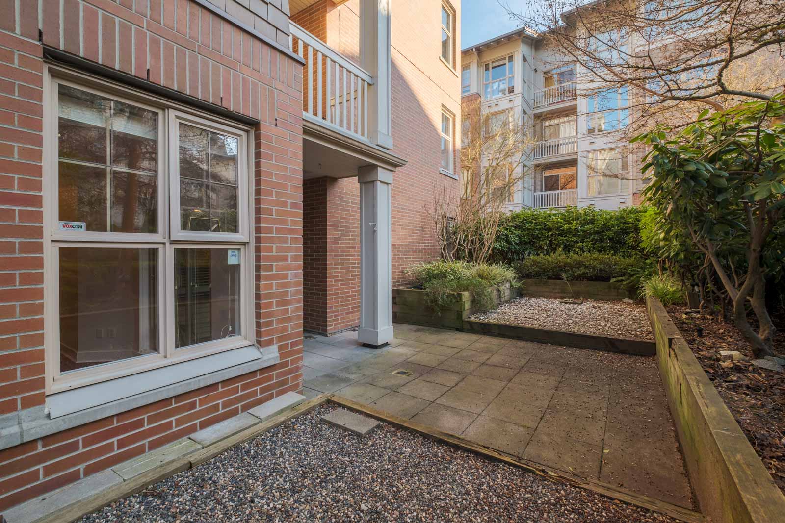 patio and garden in rental apartment at alexandra house near quilchena park in shaughnessy neighbourhood of vancouver westside