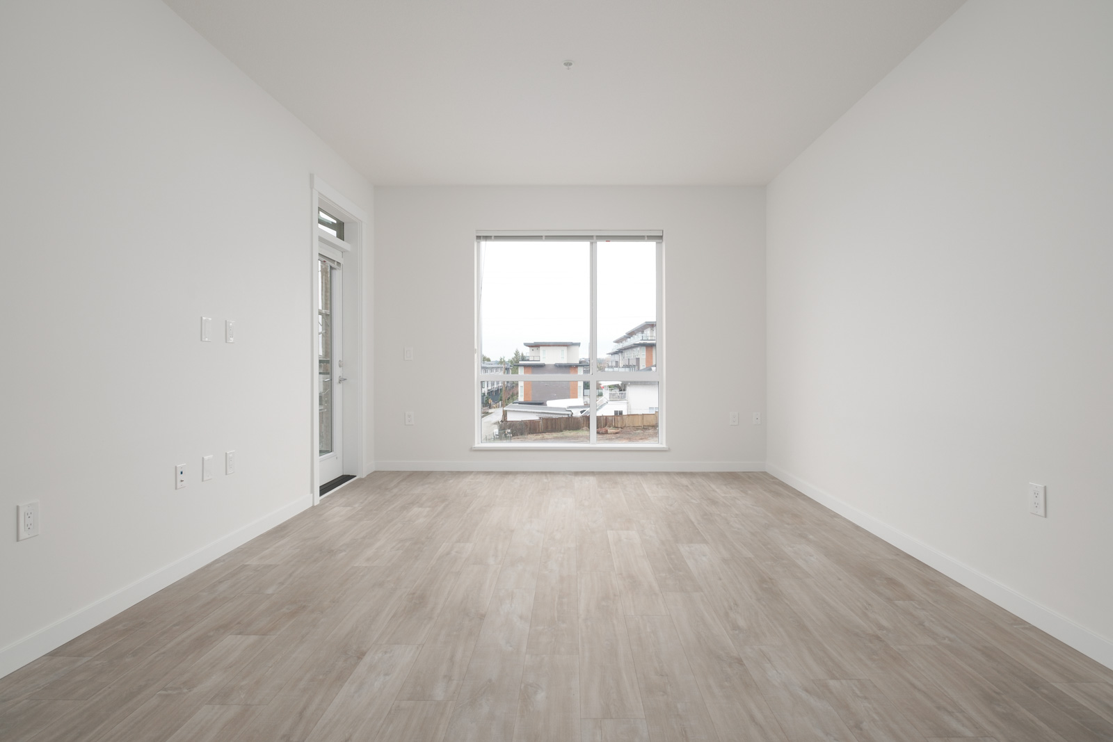 living room with hardwood floors in rental condo in the Lonsdale neighbourhood of North Vancouver