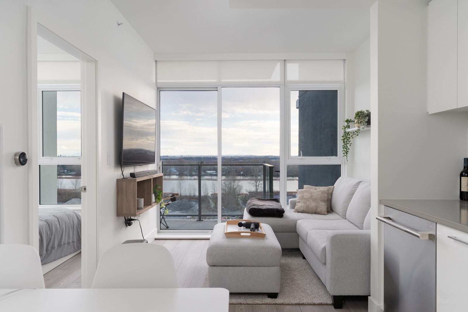 living room in rental house in the River District neighbourhood of vancouver