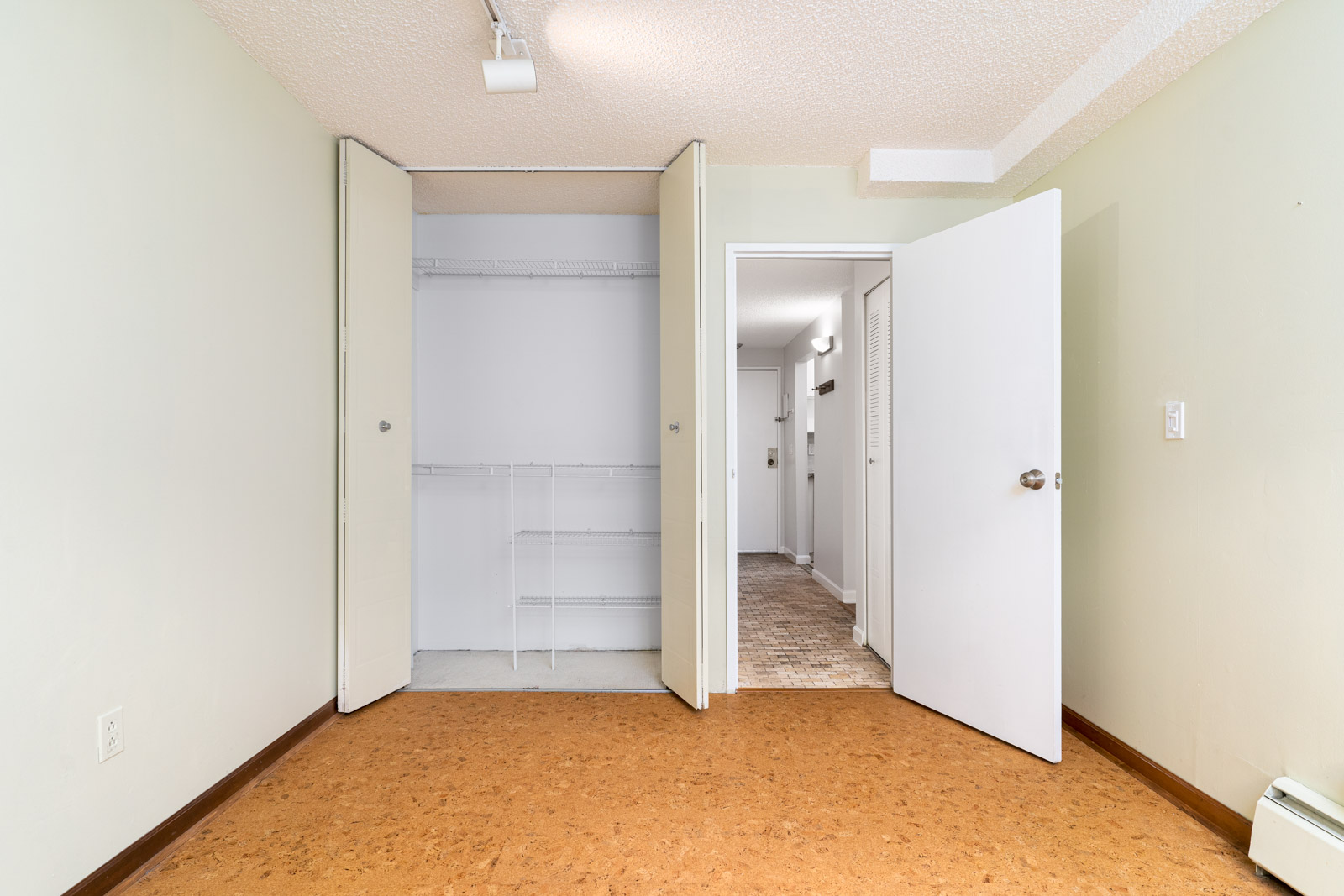 bedroom with large closet in rental condo in mount pleasant neighborhood in vancouver