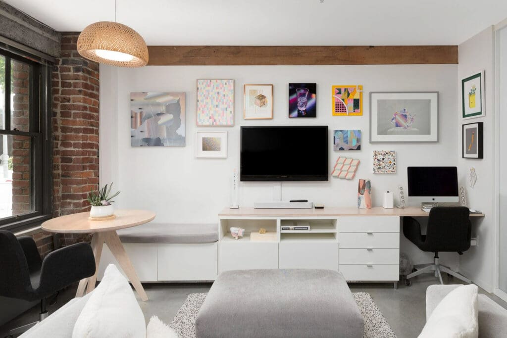 work-from-home desk in the Exchange condo building
