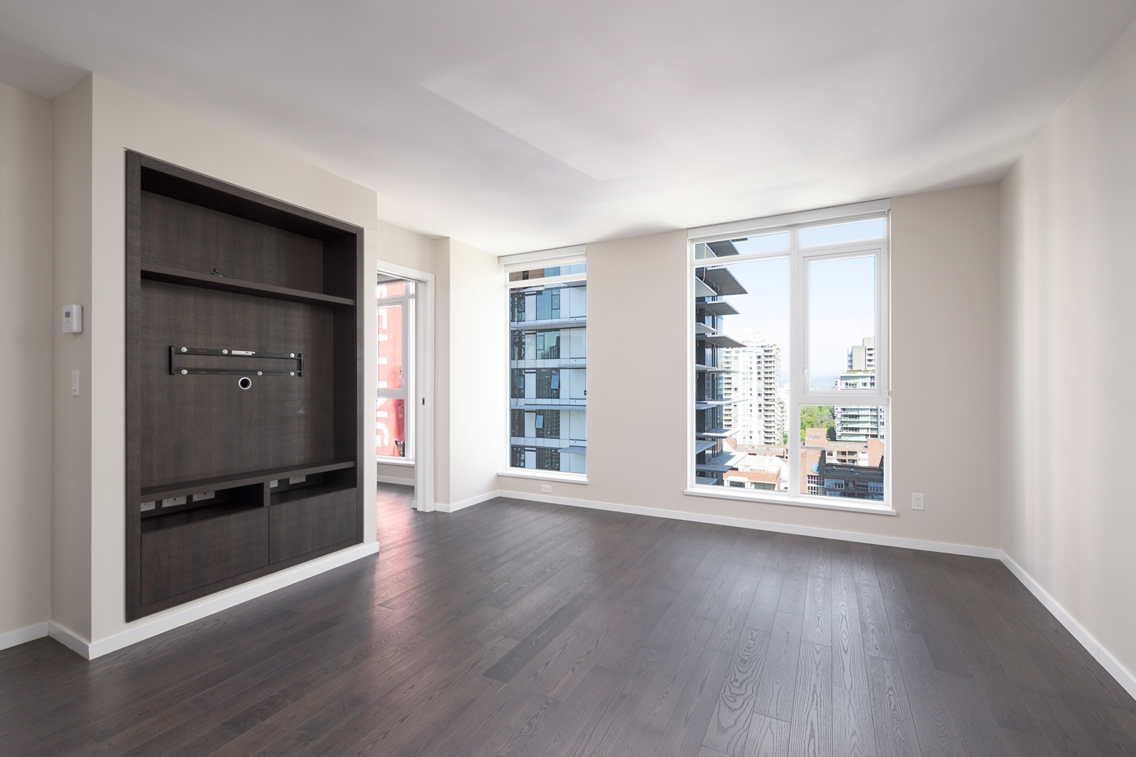 living room with view in rental condo at 2001-1351 Continental Street in Vancouver