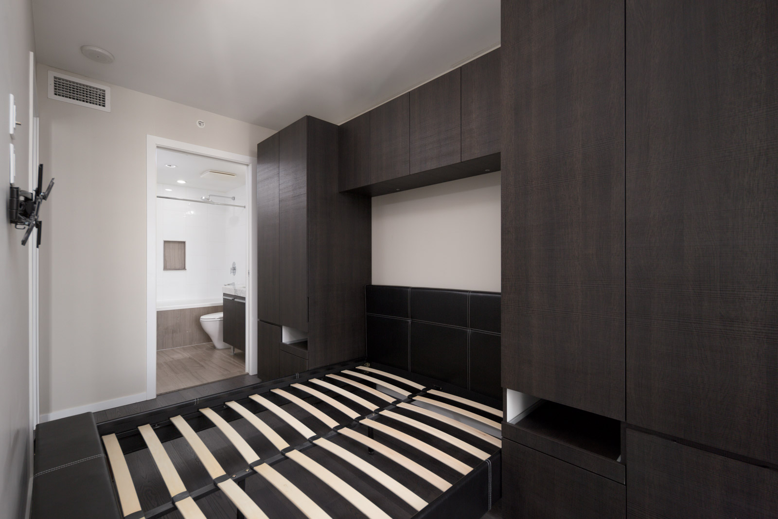 bedroom with closet in rental condo at Maddox in the Downtown neighbourhood of Vancouver