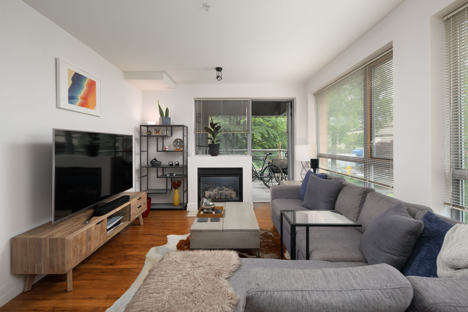living room in rental condo in the West End neighbourhood of Vancouver