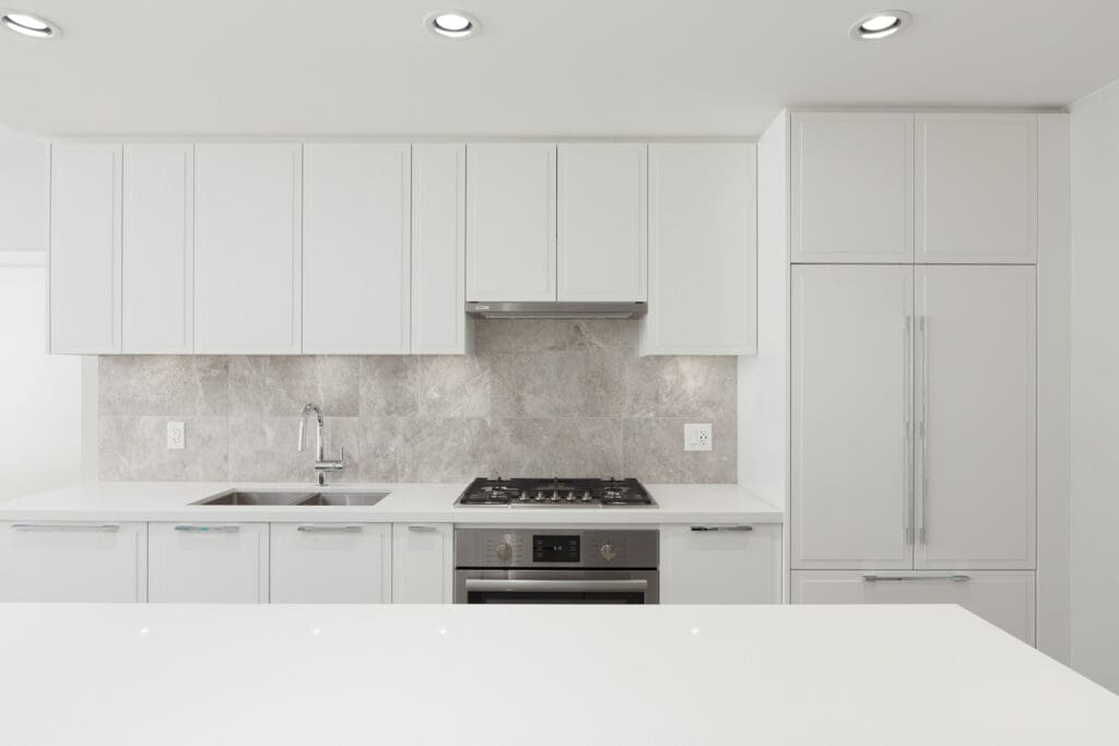 kitchen in rental condo at Currents at Water's Edge in the River District neighbourhood of Vancouver