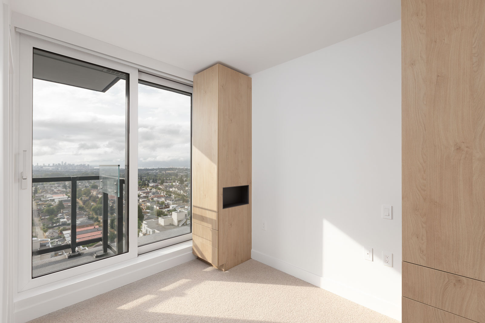 open concept living room in brand new condo