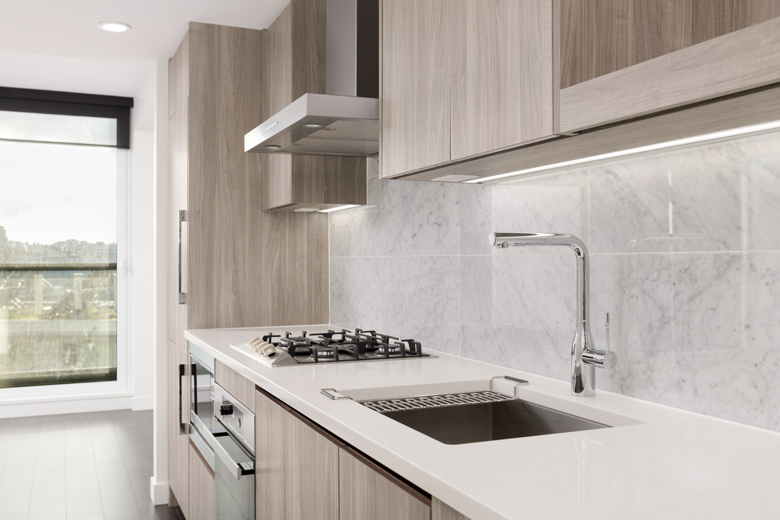 kitchen in in newly built Olympic Village condo