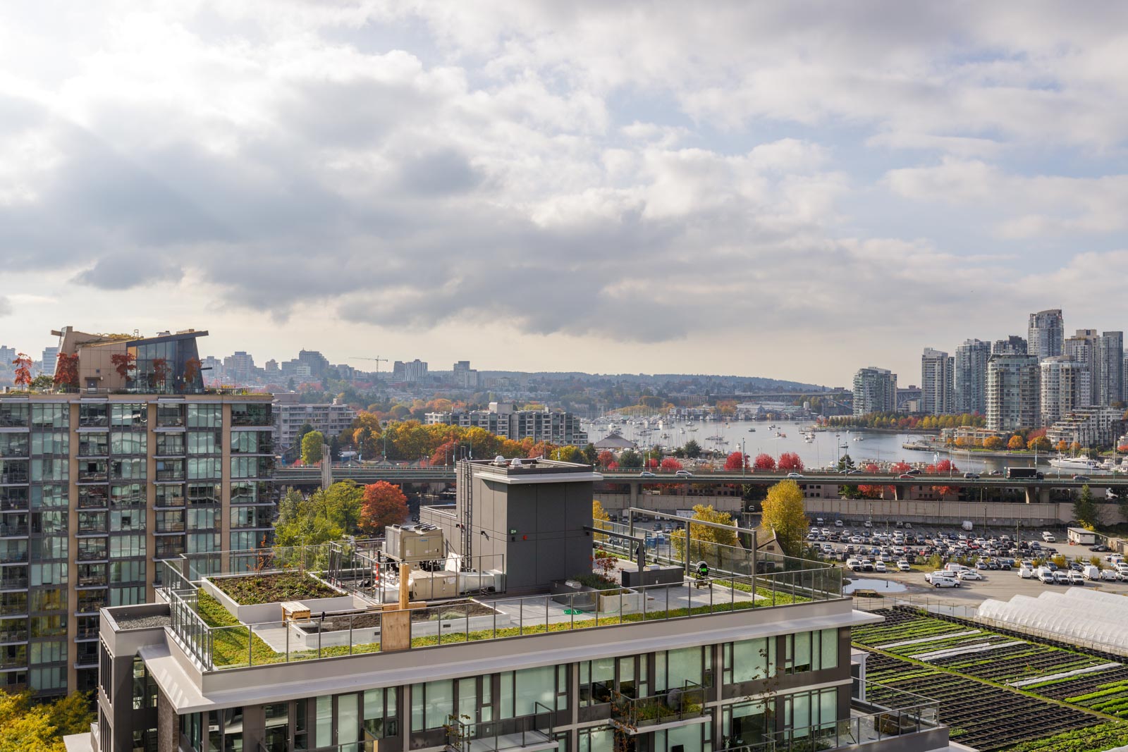 view from window in newly built Olympic Village condo