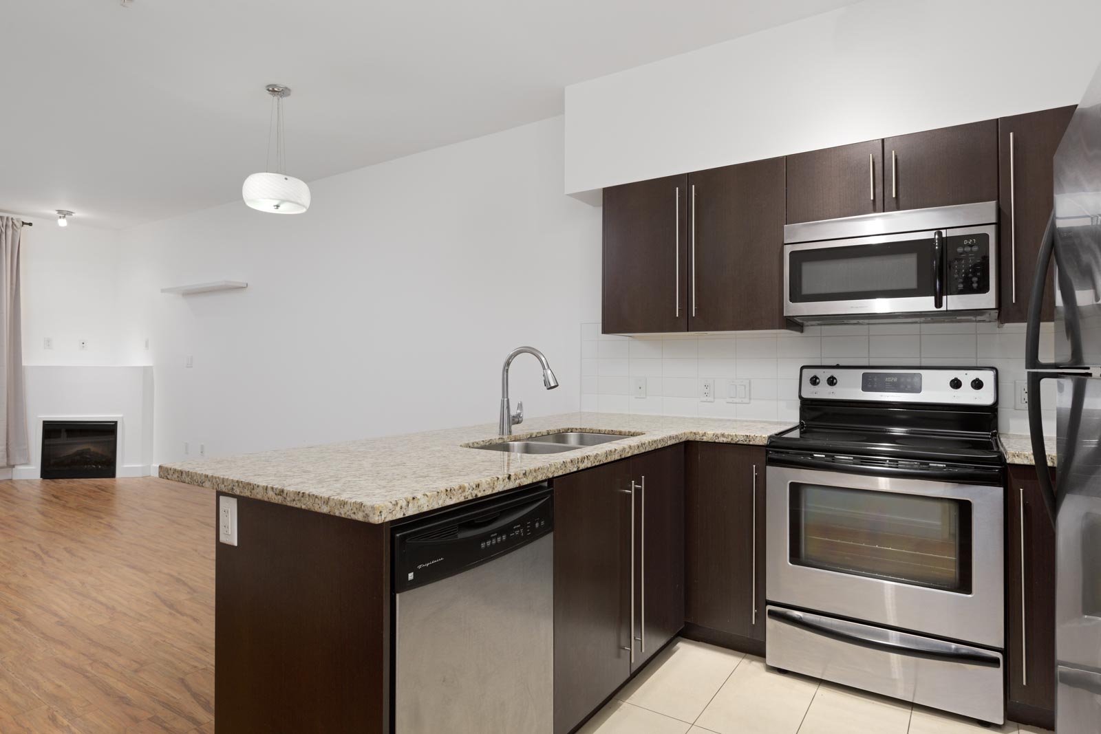 kitchen with new appliances in Burnaby condo