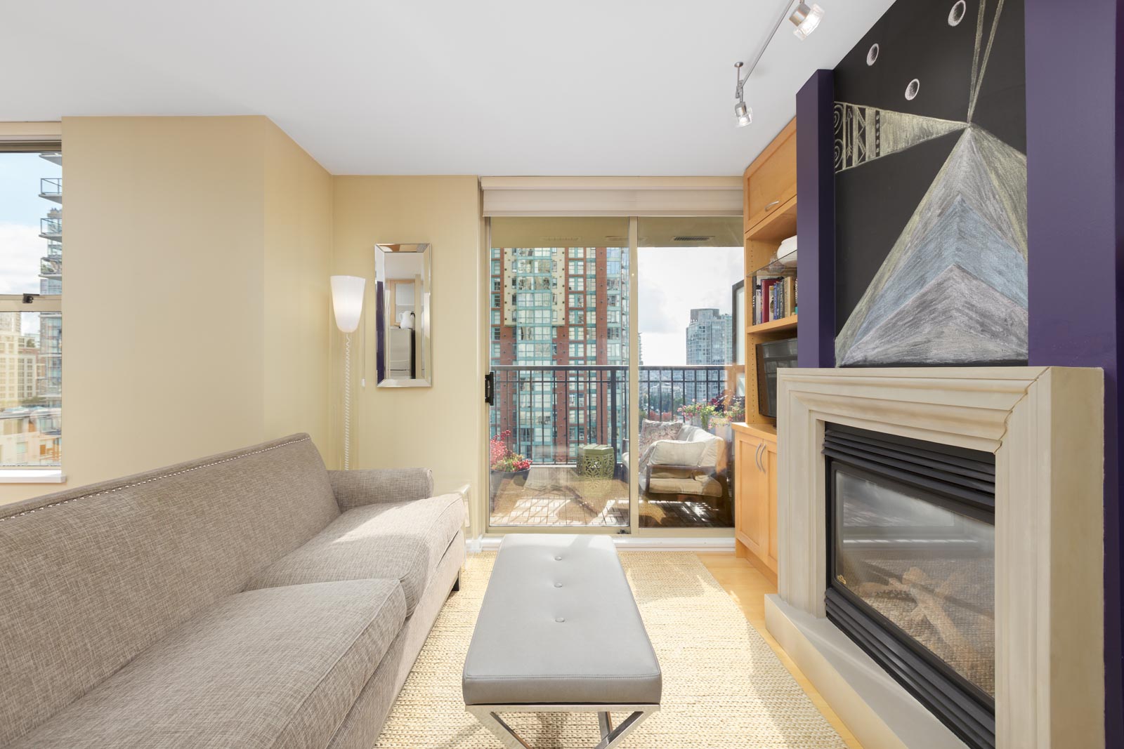 furnished dining room in an upscale Yaletown condo in Vancouver