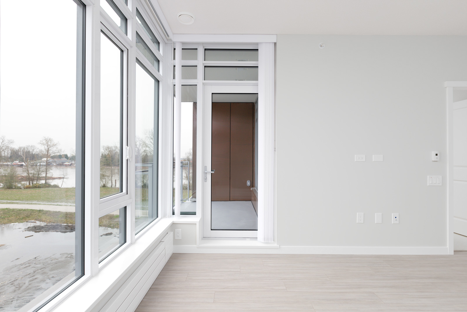 living room in newly-built condo in Vancouver