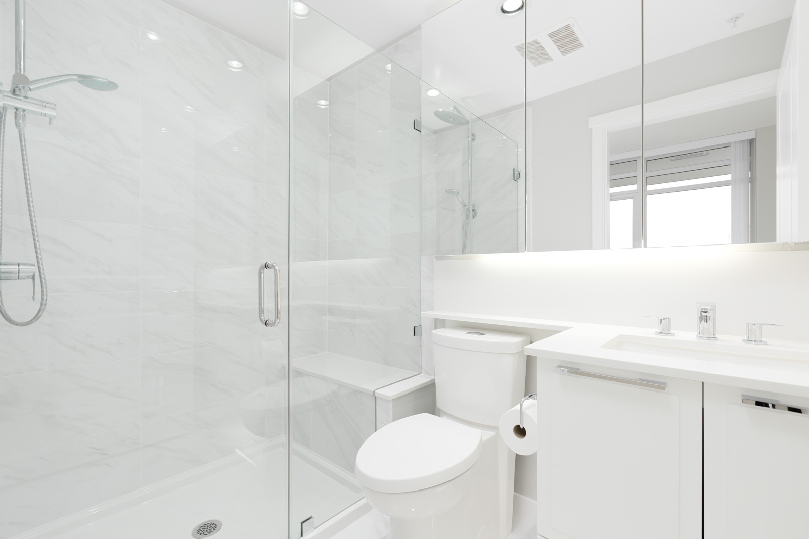 bathroom in newly-built condo in Vancouver
