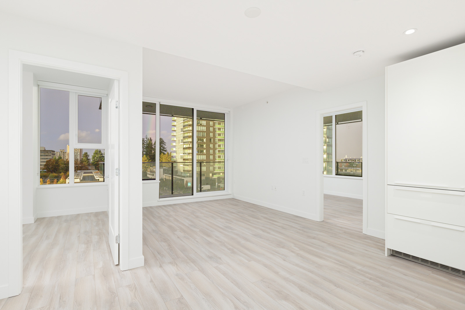 living room in newly-built Burnaby condo