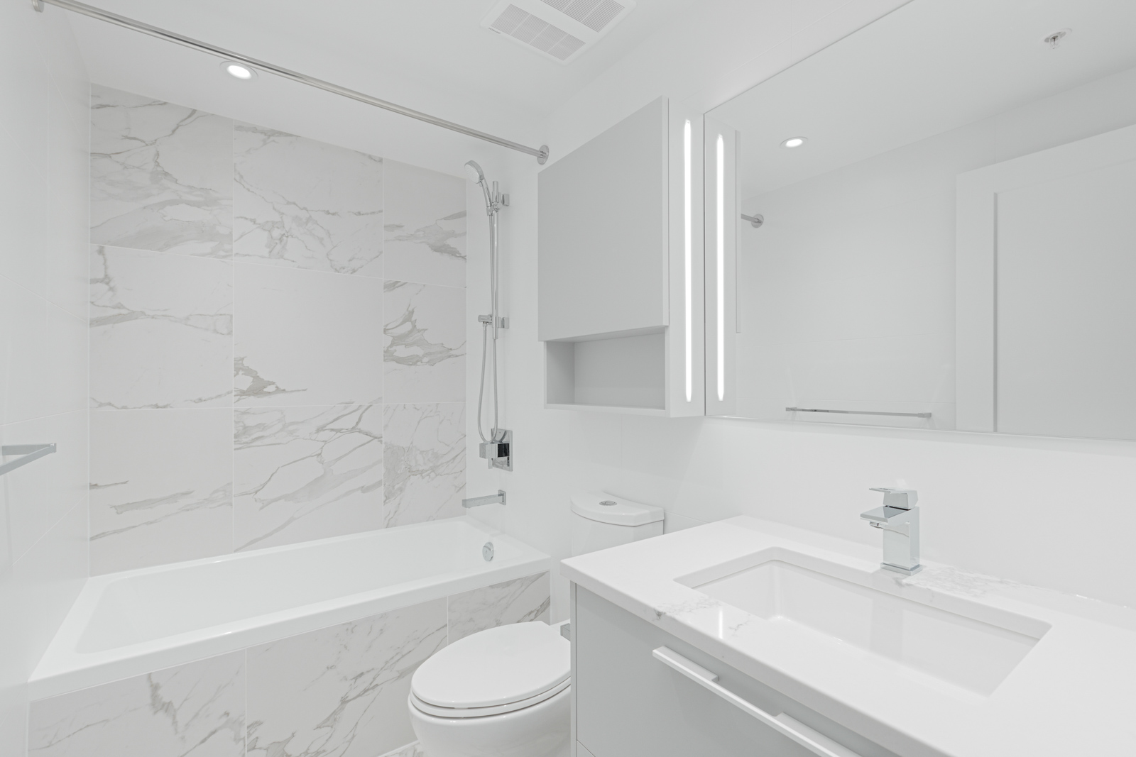 bathroom in newly-built Burnaby condo