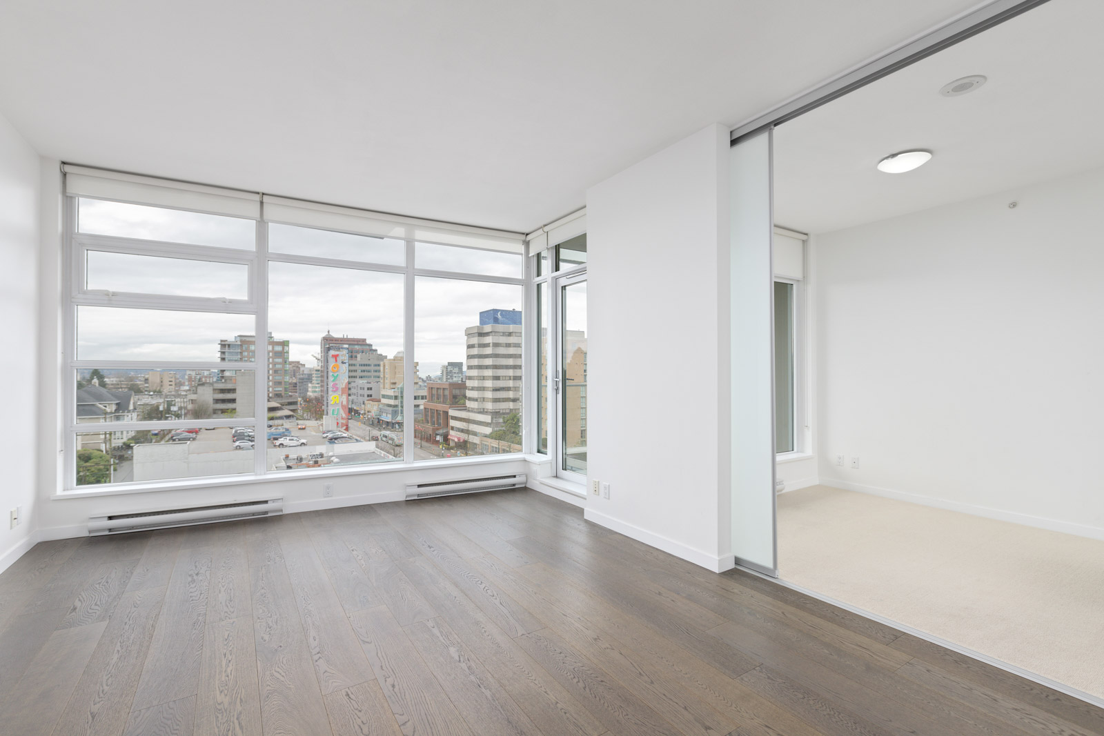 living room in upscale condo in Vancouver's Fairview neighbourhood