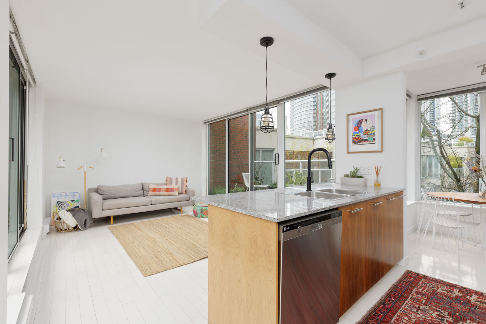 living room in upscale townhouse in Chinatown, Downtown Vancouver