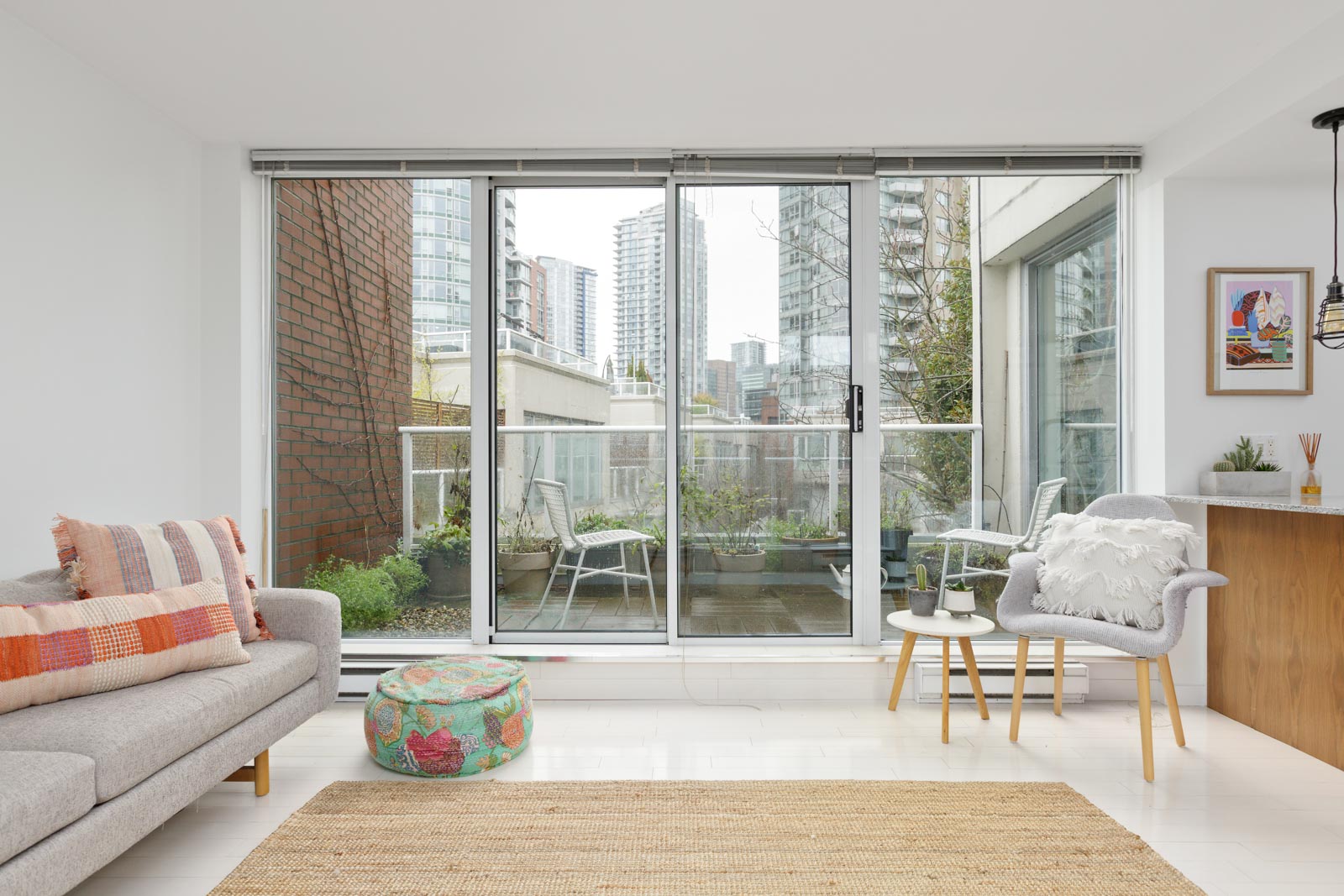 living room in upscale townhouse in Chinatown, Downtown Vancouver