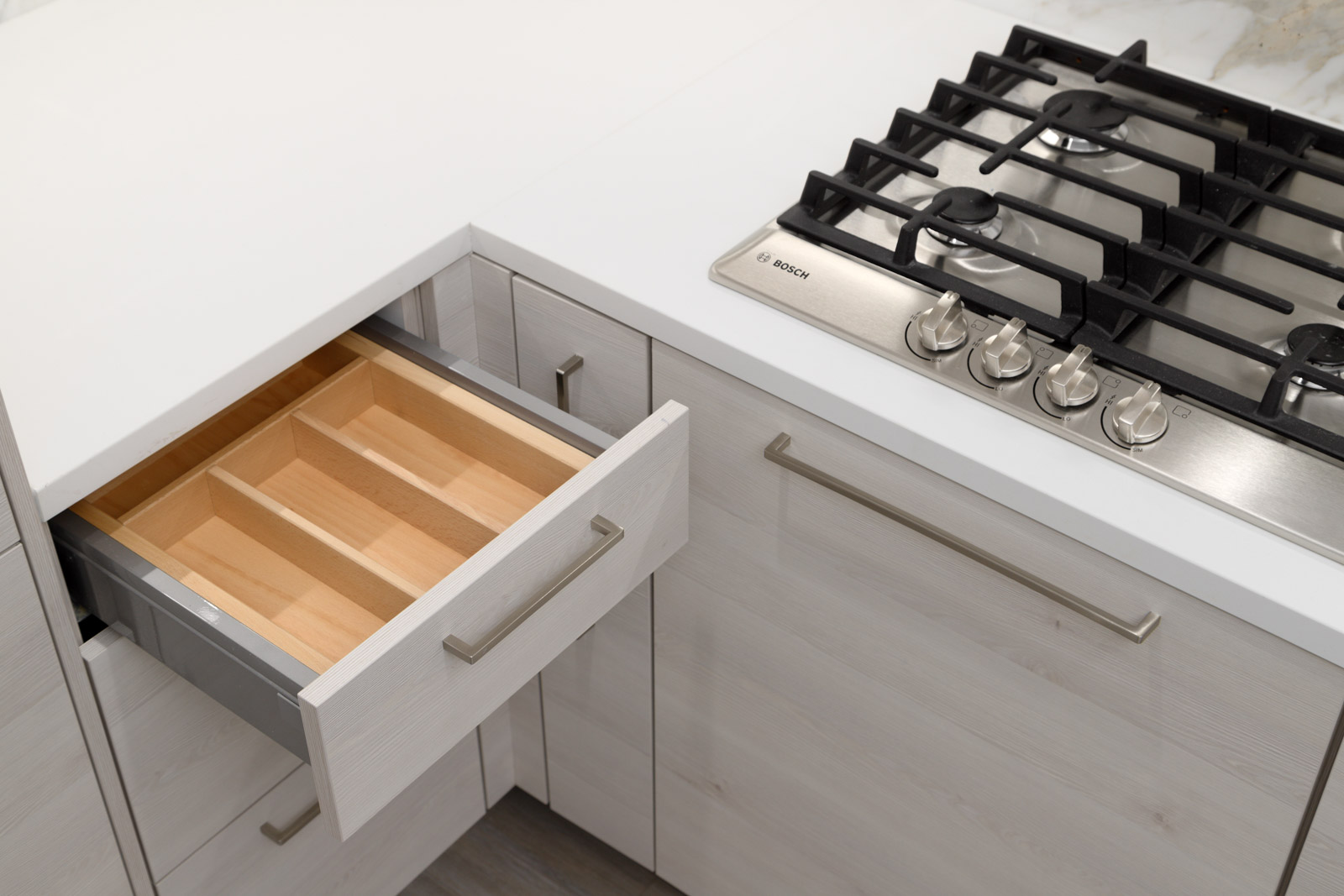 kitchen cabinets at Sun Tower 1 building in Burnaby’s Metrotown