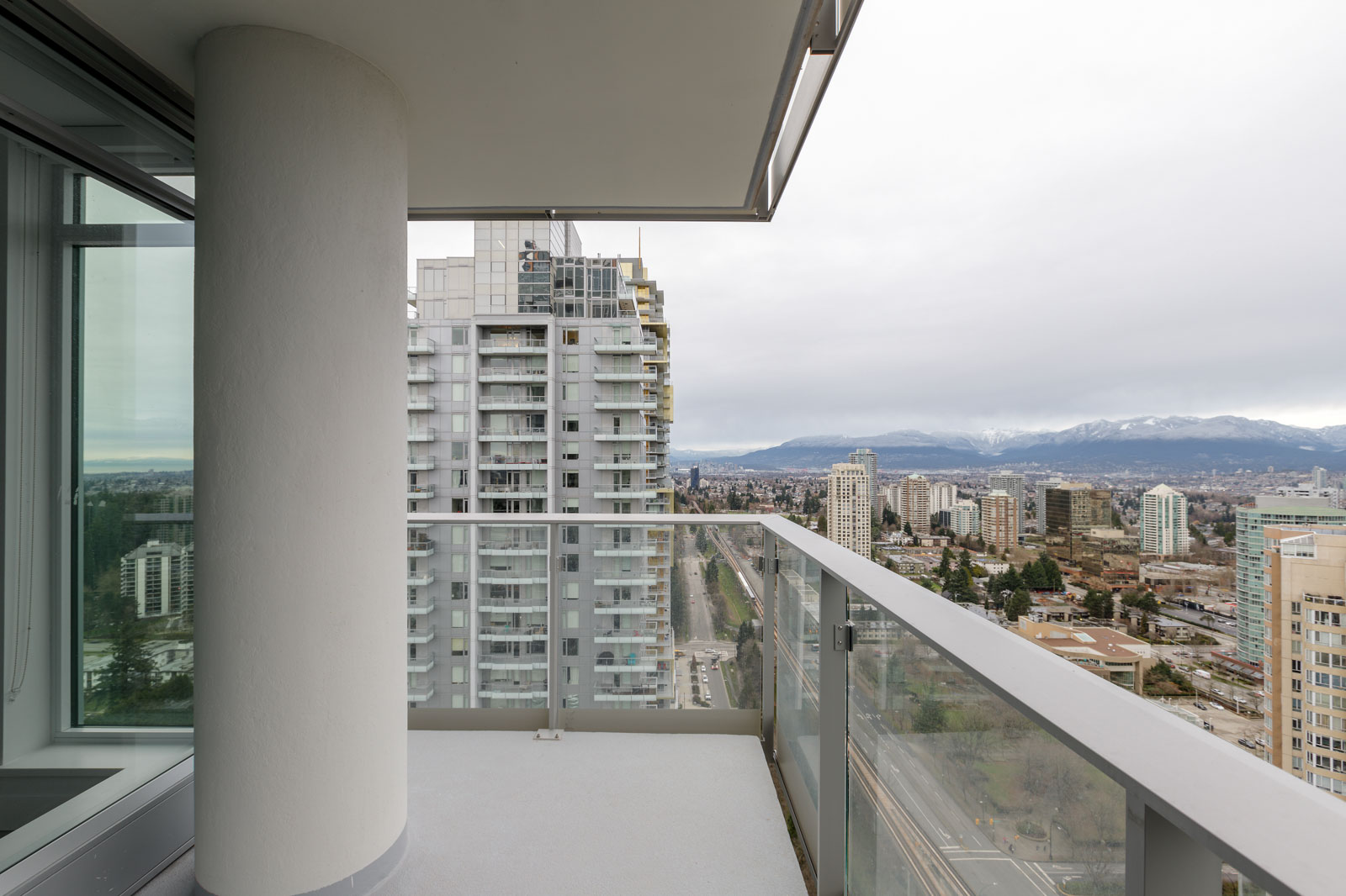 Balcony in Sun Tower 1 building in Burnaby’s Metrotown