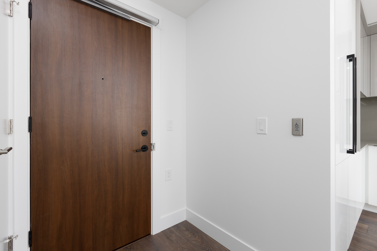 brown front door with accessible access